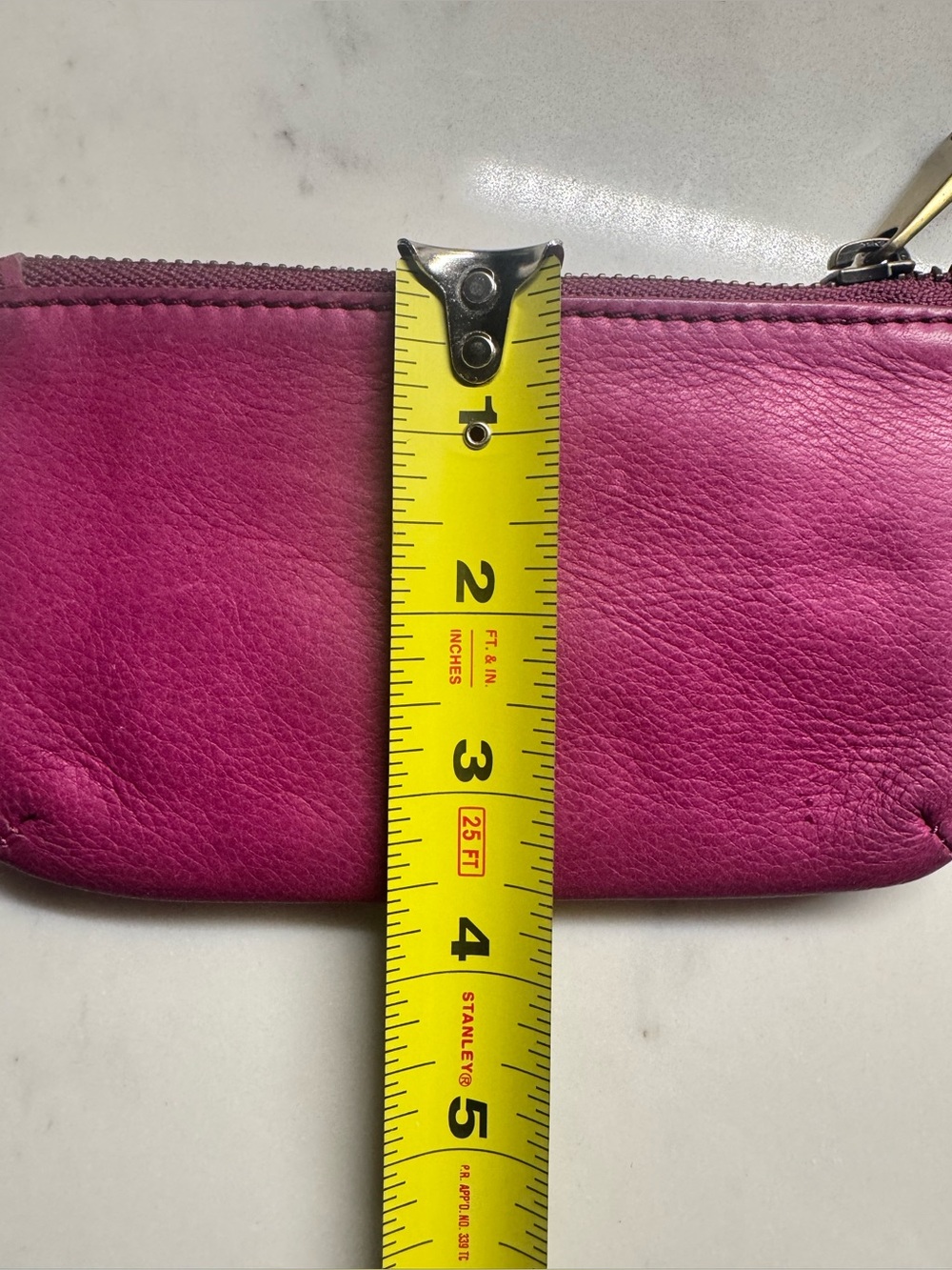 Fossil Purple Leather Zip Coin Purse Key Pouch Wallet Authentic Brass Hardware - Picture 4 of 11